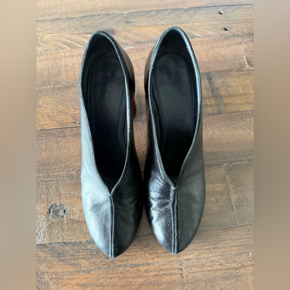 Celine “old celine” iconic black leather with wood heel Size 39